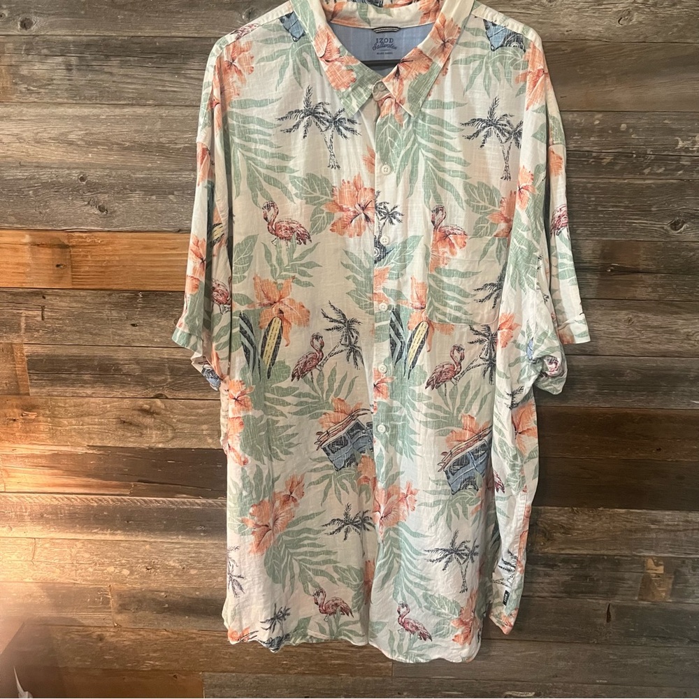 IZOD Saltwater Jeep and Flamingo Shirt 4XL